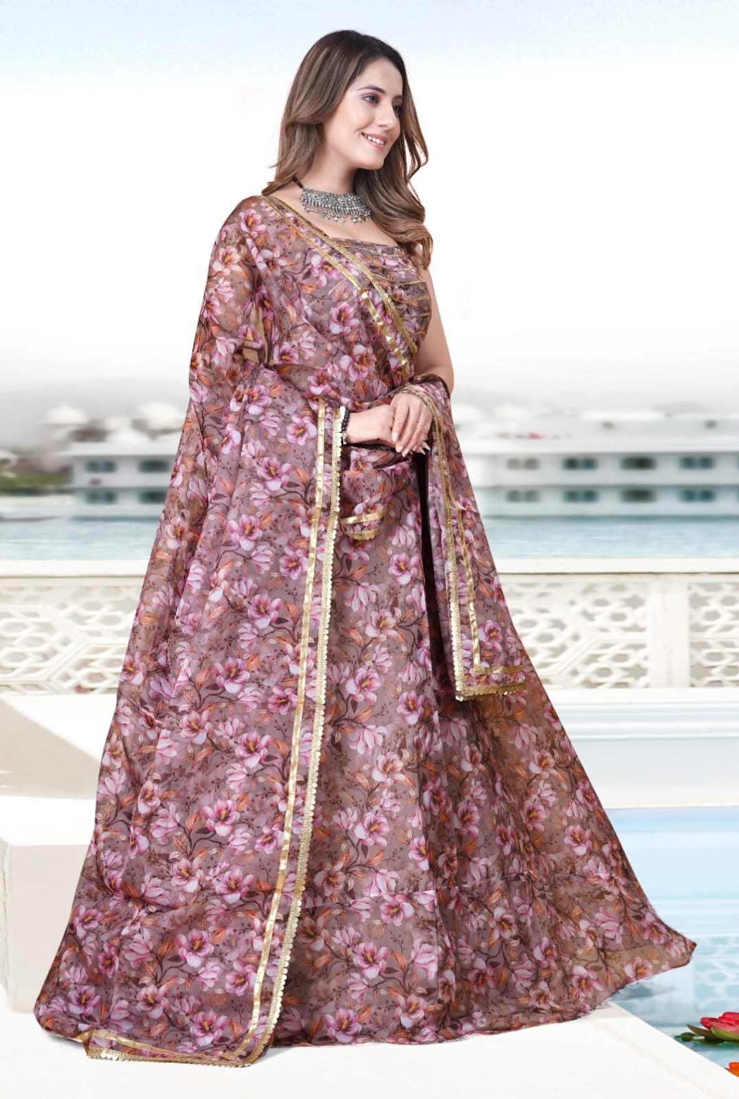 Multicolor Teby Soft Organza Digital Printed Lehenga Choli Set ClothsVilla