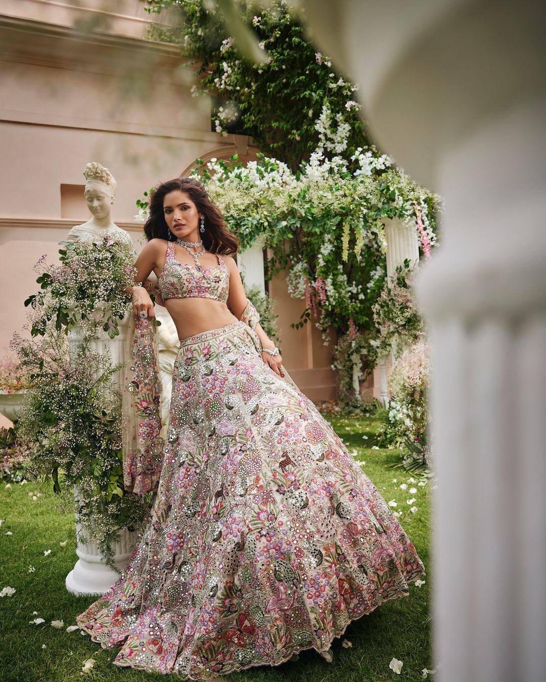 Multicolored Royal Zari & Sequin Floral Lehenga ClothsVilla