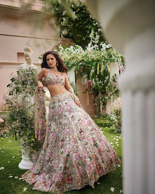 Multicolored Royal Zari & Sequin Floral Lehenga ClothsVilla