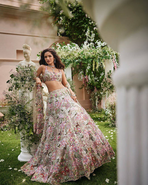 Multicolored Royal Zari & Sequin Floral Lehenga ClothsVilla Main image