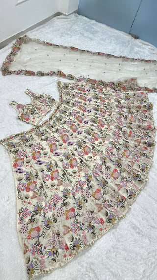 Multicolored Royal Zari & Sequin Floral Lehenga ClothsVilla
