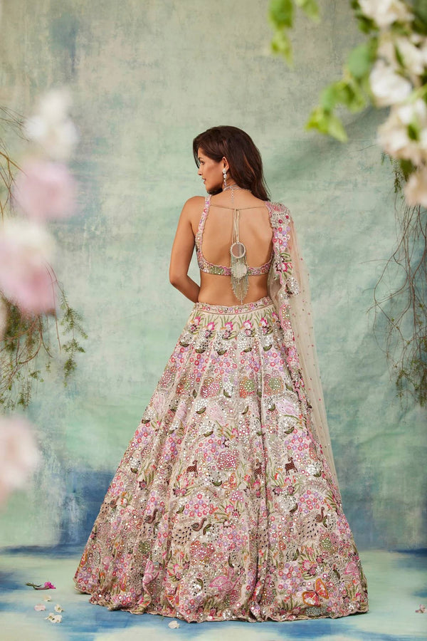 Multicolored Royal Zari & Sequin Floral Lehenga ClothsVilla