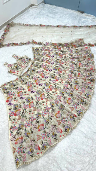 Multicolored Royal Zari & Sequin Floral Lehenga ClothsVilla