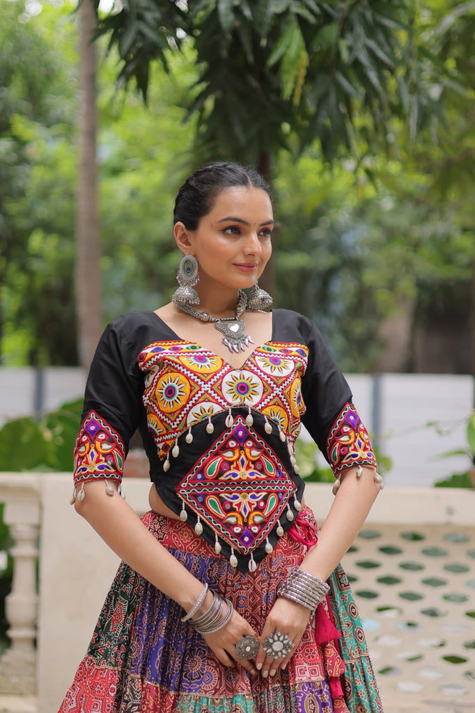 Multicolour Navratri Special Lehenga Choli Set with Gotta & Gamthi Work ClothsVilla