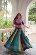 Load image into Gallery viewer, Multicolour Roman Fabric Lehenga with Gota Lace Work &amp; Gamthi Embroidered Mirror Work Blouse ClothsVilla