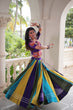 Load image into Gallery viewer, Multicolour Roman Fabric Lehenga with Gota Lace Work &amp; Gamthi Embroidered Mirror Work Blouse ClothsVilla