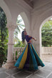 Load image into Gallery viewer, Multicolour Roman Fabric Lehenga with Gota Lace Work &amp; Gamthi Embroidered Mirror Work Blouse ClothsVilla