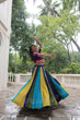 Load image into Gallery viewer, Multicolour Roman Fabric Lehenga with Gota Lace Work &amp; Gamthi Embroidered Mirror Work Blouse ClothsVilla