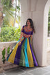 Load image into Gallery viewer, Multicolour Roman Fabric Lehenga with Gota Lace Work &amp; Gamthi Embroidered Mirror Work Blouse ClothsVilla