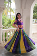 Load image into Gallery viewer, Multicolour Roman Fabric Lehenga with Gota Lace Work &amp; Gamthi Embroidered Mirror Work Blouse ClothsVilla