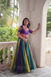 Load image into Gallery viewer, Multicolour Roman Fabric Lehenga with Gota Lace Work &amp; Gamthi Embroidered Mirror Work Blouse ClothsVilla