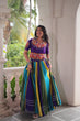 Load image into Gallery viewer, Multicolour Roman Fabric Lehenga with Gota Lace Work &amp; Gamthi Embroidered Mirror Work Blouse ClothsVilla