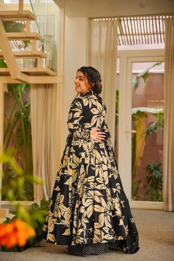 Muslin Digital Print Anarkali Kurti Pant Dupatta Collection Clothsvilla