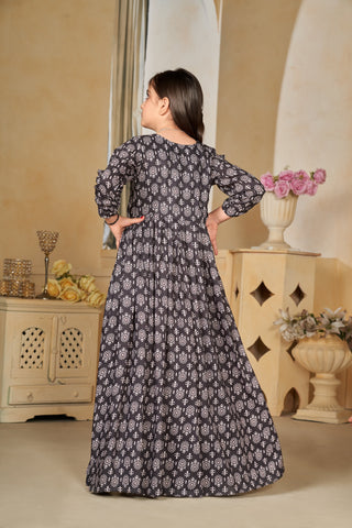 Muslin Digital Print Shrug Set Indo-Western Gown for Girls Clothsvilla