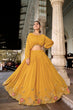 Load image into Gallery viewer, Mustard Breathtaking Embroidered Georgette Lehenga Co-ord Set ClothsVilla