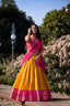 Mustard Breathtaking South-Indian Kanchipuram Silk Lehenga Choli Set with Zari Weaving ClothsVilla
