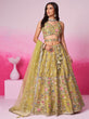 Load image into Gallery viewer, Mustard Bridel Net Moti, Sequins embroidery Semi-Stitched Bridel Lehenga choli &amp; Dupatta ClothsVilla