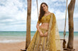Load image into Gallery viewer, Mustard Bridel Net Sequins, Moti, Mirror and thread embroidery Semi-Stitched Lehenga choli &amp; Dupatta ClothsVilla