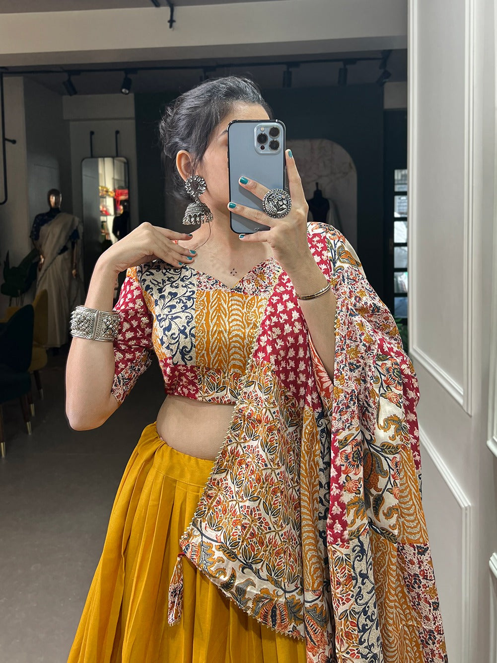 Mustard Color Pure Cotton Lehenga Choli Secondary image