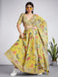 Mustard colour Organza Floral design digital print Semi-Stitched Lehenga choli & Dupatta ClothsVilla