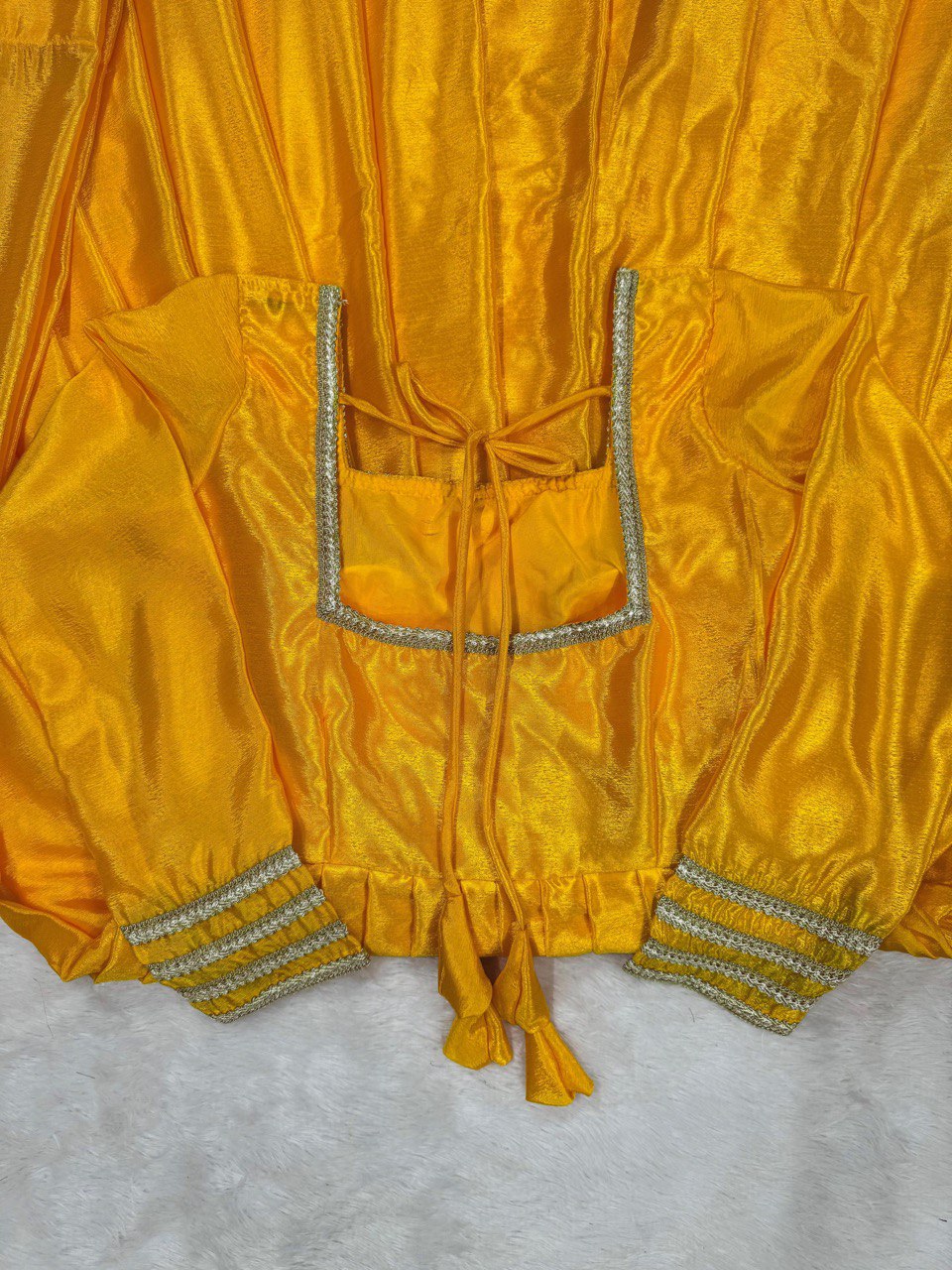 Mustard Elegant Chinon Silk Gown Set with Dupatta ClothsVilla