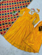 Load image into Gallery viewer, Mustard Elegant Chinon Silk Gown Set with Dupatta ClothsVilla
