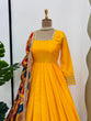 Load image into Gallery viewer, Mustard Elegant Chinon Silk Gown Set with Dupatta ClothsVilla