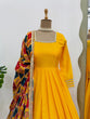 Load image into Gallery viewer, Mustard Elegant Chinon Silk Gown Set with Dupatta ClothsVilla