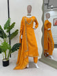 Load image into Gallery viewer, Mustard Elegant Chinon Silk Suit Set Clothsvilla