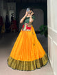 Load image into Gallery viewer, Mustard Elegant Cotton Silk Zari Weaving Lehenga Choli Set with Jacquard Silk Blouse &amp; Lace Touch – Stitched Ensemble ClothsVilla