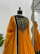 Load image into Gallery viewer, Mustard Elegant Gold Crush Velvet Gown ClothsVilla