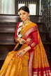 Load image into Gallery viewer, Mustard Elegant Slub Lilan Saree – Luxurious Semi Tussar Silk ClothsVilla