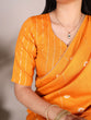 Load image into Gallery viewer, Mustard Elegant Viscose Chanderi Saree with Sequins, Zari Line, and Gota Patti Lace Border