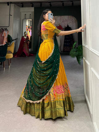 Mustard Exquisite Cotton Silk Lehenga Choli with Georgette Dupatta ClothsVilla
