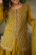 Load image into Gallery viewer, Mustard Fendy Fabric Embroidered Kurti Sharara Set with Sequin Zari Dupatta – Fully Lined &amp; Stitched Clothsvilla