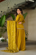 Load image into Gallery viewer, Mustard Fendy Fabric Embroidered Kurti Sharara Set with Sequin Zari Dupatta – Fully Lined &amp; Stitched Clothsvilla