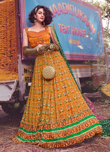 Load image into Gallery viewer, Mustard Floral Print Lehenga Choli for Womens For Indian Festival &amp; Weddings - Print Work, Thread Embroidery Work Clothsvilla