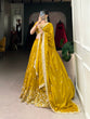 Load image into Gallery viewer, Mustard Golden Embroidered Vichitra Silk Lehenga Set with Sequins Detailing