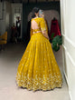 Load image into Gallery viewer, Mustard Golden Embroidered Vichitra Silk Lehenga Set with Sequins Detailing