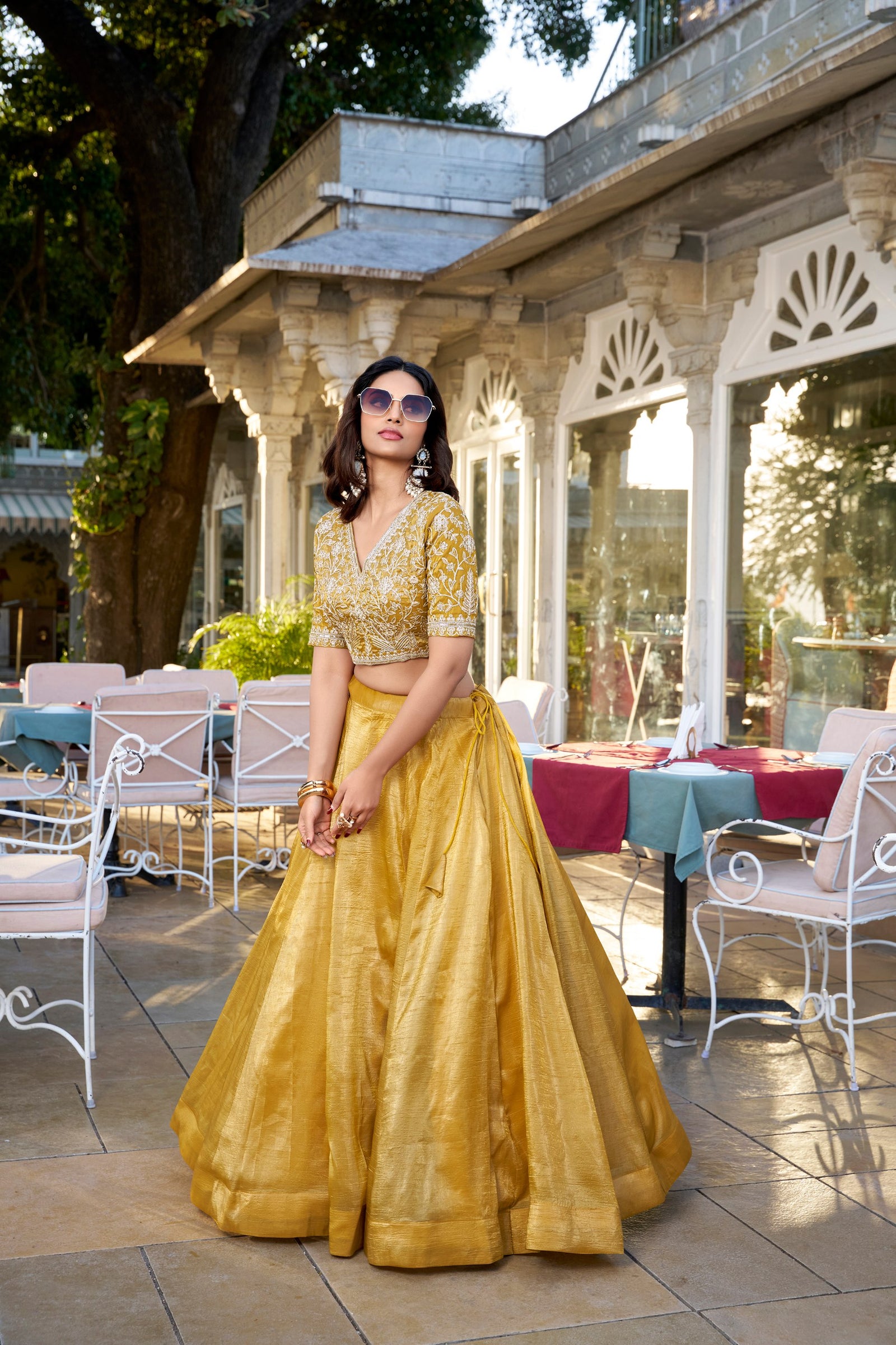 Mustard Golden Glow Goldie Lehenga Set with Sequins Embroidered Blouse & Dupatta