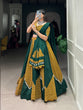 Load image into Gallery viewer, Mustard &amp; Green Cotton Chaniya Choli with Printed Kali &amp; Cowrie Work ClothsVilla