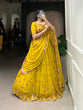 Load image into Gallery viewer, Mustard Haldi Hues - Happy Hearts Embroidered Georgette Lehenga Set