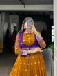 Load image into Gallery viewer, Mustard Kalamkari Printed Poly Cotton Gown with Zari Weaving Koti Set ClothsVilla