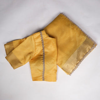 Mustard Mannat Silk Saree with Zari Weaving & Lace Border ClothsVilla