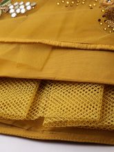 Load image into Gallery viewer, Mustard Net Semi stitched Coding, Sequins &amp; Saroski Stone Work Lehenga Choli ClothsVilla