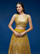 Load image into Gallery viewer, Mustard Net Sequinse Work Semi-Stitched Lehenga &amp; Unstitched Blouse, Dupatta Clothsvilla