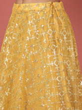 Load image into Gallery viewer, Mustard Net Sequinse Work Semi-Stitched Lehenga &amp; Unstitched Blouse, Dupatta ClothsVilla