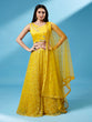 Load image into Gallery viewer, Mustard Net Sequinse Work Semi-Stitched Lehenga &amp; Unstitched Blouse, Dupatta ClothsVilla