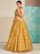 Load image into Gallery viewer, Mustard Organza Floral Lehenga Choli for Womens For Indian Festival &amp; Weddings - Print Work, Mirror Work, Thread Embroidery Work Clothsvilla