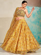 Load image into Gallery viewer, Mustard Organza Floral Lehenga Choli for Womens For Indian Festival &amp; Weddings - Print Work, Mirror Work, Thread Embroidery Work Clothsvilla